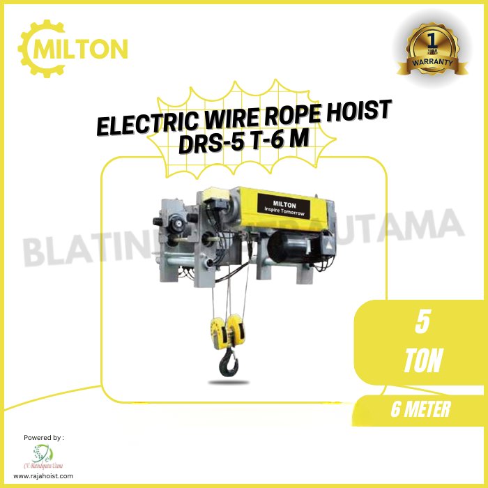 Milton Electric Wire Rope Hoist 5 Ton 6 Meter