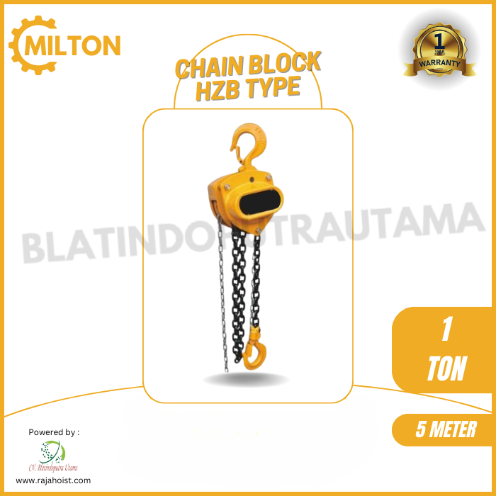 MILTON CHAIN BLOCK TYPE HZB CAPACITY 1 TON X 5 METER