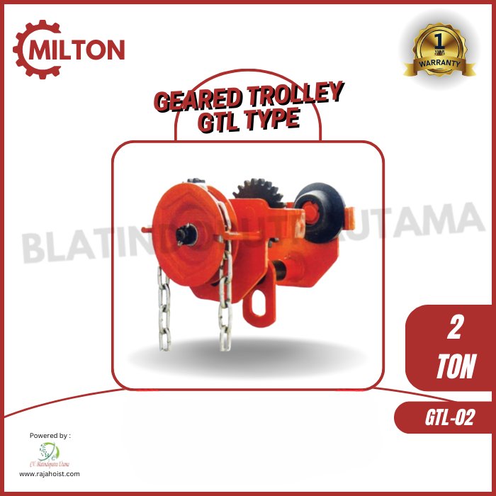 Geared Trolley 2 Ton Milton Type GTL