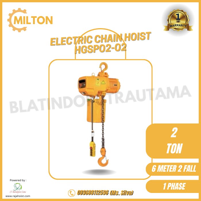 Milton Electric Chain Hoist 2 Ton 1 Phase 2 Fall
