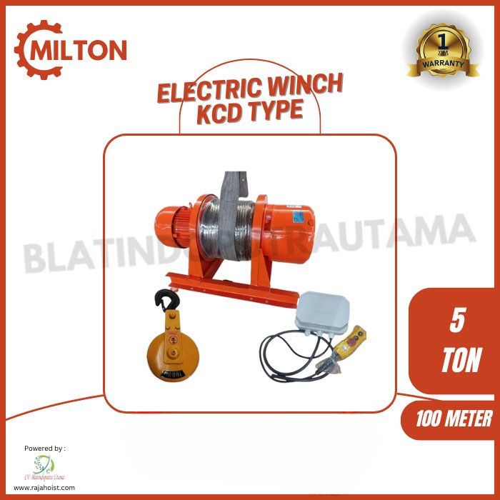 MILTON Electric Winch 3Phase Type KCD — Double Rope 5 Ton × 50 Meter