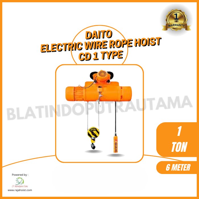 Daito Electric Wire Rope Hoist CD1 1 Ton × 6 Meter